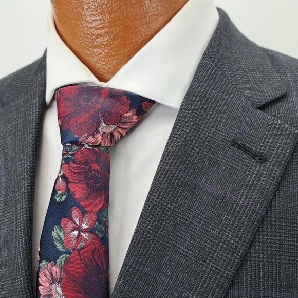 JOS A BANK 1905 WOOL GLEN PLAID 2 BUTTON SUIT JACKET BLAZER MENS 44L GRAY
